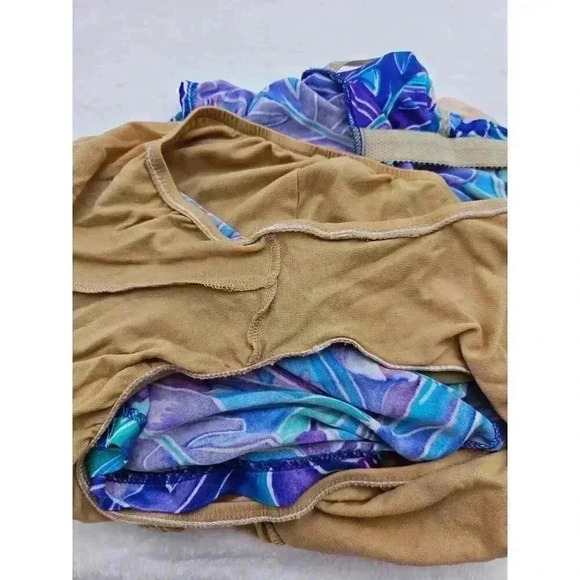 Vtg 90s Le Cove Women's Purple and Teal Flower One-piece Romper Swimsuit - Picture 4 of 7